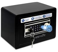 SereneLife caja fuerte con huella digital, Acceso electronico, Teclado tactil, 4 llaves, Ideal para el hogar u oficina, 35cms x 25cms x 25cms
