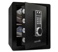 SereneLife caja fuerte electronica grande, Diseño duradero, Digital, Facil de usar, Sistema de alarma, Llave oculta, Ideal para el hogar y oficina, 38cms x 32cms x 45cms