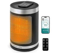 SereneLife calefactor eléctrico cerámico PTC 1500W bajo consumo, Wi-Fi vía app móvil, Termostato digital, Mando a distancia, Temporizador de 12 horas