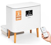 SereneLife Calentador de Toallas 20L con WiFi y App - Cubeta Eléctrica para Baño, Apagado Automático, Tina de Acero Inoxidable, para 2 Toallas o Manta, Blanco