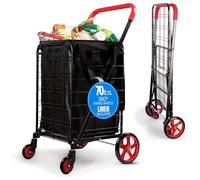 Serenelife Carrito de Compras, Plegable, Pequeño, Supermercado, con Forro Impermeable, Ruedas giratorias, Soporta hasta 32kgs, Portatil, Ligero
