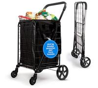 Serenelife Carro de la Compra Plegable, Supermercado, con Forro Extraible, Portatil, Soporta hasta 50kgs, Ligero