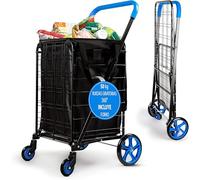 Serenelife Carro de la Compra Plegable, Supermercado, con Forro Oxford Impermeable, 4 Ruedas, Soporta hasta 50kgs, Portatil, Ligero