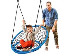 SereneLife Columpio de Silla de telaraña, Asiento de Red Colgante de 35.5 Pulgadas, Columpio Redondo para Todas Las Estaciones para árbol y Interior/Exterior