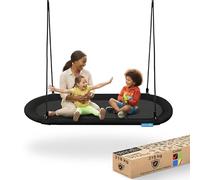 SereneLife Columpio Ovalado, Nido, Tipo Plato, Asiento Giratorio con Almohada y Bolsa de Transporte, Resistente a la Intemperie y al Agua, Colgante