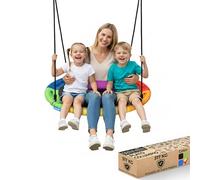 SereneLife Columpio Tipo Plato, Nido, 40", con Kit de Suspension Universal, Asiento Giratorio con Almohada y Bolsa de Transporte, Resistente al Agua e Intemperie