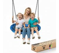 SereneLife Columpio Tipo Plato, Nido, 40", con Kit de Suspension Universal, Asiento Giratorio con Almohada y Bolsa de Transporte, Resistente al Agua e Intemperie