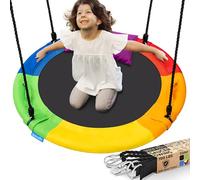 SereneLife Columpio Tipo Plato, Nido, 40", con Kit de Suspension Universal, Asiento Giratorio con Almohada y Bolsa de Transporte, Resistente al Agua e Intemperie