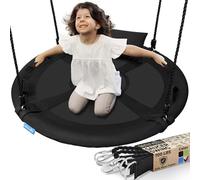 SereneLife Columpio Tipo Plato, Nido, 40", con Kit de Suspension Universal, Asiento Giratorio con Almohada y Bolsa de Transporte, Resistente al Agua e Intemperie