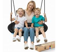 SereneLife Columpio Tipo Plato, Nido, 40", con Kit de Suspension Universal, Asiento Giratorio con Almohada y Bolsa de Transporte, Resistente al Agua e Intemperie