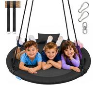 SereneLife Columpio Tipo Plato, Redondo, con Kit de Suspension, para Exteriores