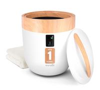 SereneLife Cubo calentador de toallas calientes, con fragancia personalizada para spa y baño, calentador de lujo, apagado automático, se adapta a 1 manta grande, albornoz, pijamas (madera)