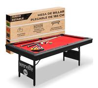 SereneLife de Plegable de 6 Pies -Portátil - Incluye 2 Queues, Juego Completo de Bolas, Tiza, Cepillo - Mesa de Billar Plegable para Niños y Adultos (Roja)