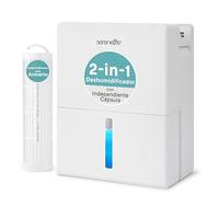 SereneLife deshumidificador pequeño y silencioso para hogar, Dormitorio y baño, 2 en 1 con cilindro extraíble, Base de secado, Control inteligente, Temporizador, Modo sueño, Hasta 111 m²