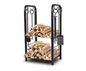 SereneLife Firewood Storage Rack - Heavy Duty Wood Stackers Organizer, 220 lbs weight Log Capacity, Stack up your Logs and Keeps it Dry, Suitable for any Seasons, Perfect for Indoor and Outdoors