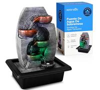 SereneLife Fuente de Agua Eléctrica de 4 Niveles para Escritorio con LED - Fuente Decorativa Portátil de Meditación Interior Exterior con Bomba Sumergible y Adaptador de 12V