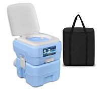 SereneLife Inodoro portátil de 20 litros para acampar al aire libre, cómodo inodoro portátil para adultos, inodoro de viaje, inodoro Porta Potty Loo, tanque de residuos desmontable, a prueba de fugas