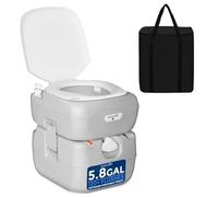 SereneLife Inodoro portátil - Inodoro de camping de 22 L, a prueba de fugas, con pistón CHH, tanque de residuos mejorado para RV, uso en interiores y exteriores, color blanco