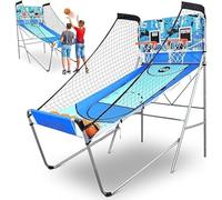 Serenelife juego baloncesto, Canasta electronica, Doble aro, Marco preensamblado, Plegable, Azul