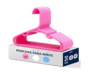 SereneLife Juego de 20 Perchas para Ropa Infantil - Perchas para niños y bebés de plástico Antideslizantes - para Ropa de niños y bebés, Perchas de bebé de 28.5 cm (Rosa), ahorran Espacio con Muescas