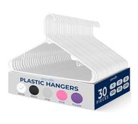 SereneLife Juego de 30 perchas de plástico juego de perchas de ropa delgadas resistentes que ahorran espacio con gancho de metal giratorio de 360 grados, puede soportar hasta 10 libras. para chaquetas