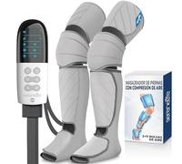 SereneLife masajeador de piernas completo, Presoterapia con compresión de aire y calor en rodillas y pantorrillas, 11 airbags, 6 modos, 3 niveles, 2 bolsas de hielo, Controlador inteligente