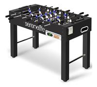 Serenelife Mesa de futbolin 48", 121×61×79 cm, Diseño Moderno Negro, Barras Acero Cromado, 2 Pelotas, Porta Bebidas, Altura Ajustable para Niños y Adultos, Ideal Sala de Juegos