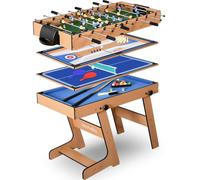 SereneLife Mesa multifunción 2/4/5/6 en 3 | Incluye mesa de ping pong, mesa de billar, futbolín, mesa de hockey de aire, bolos, baloncesto y piscina para jugar juntos
