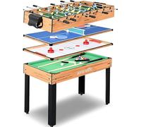 SereneLife Mesa multijuegos, 48”, 4 Juegos en 1, Tenis de Mesa, Billar, Air Hockey, Futbolin, Interiores, Exteriores