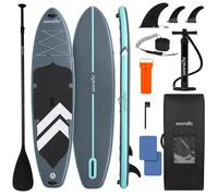 SereneLife Paddle Inflable XL 350 cm - Tabla Extra Grande Estable para 2 Adultos y 1 niño, Cubierta EVA Antideslizante, Paleta, Bomba, Leash, Aleta y Bolsa, Carga 200 kg