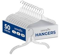 SereneLife Paquete de 50 Perchas de plástico Transparente, Ligeras, Antideslizantes, con Hombros con Muescas y Gancho Giratorio para Ropa, Camisas, Trajes, Vestidos, Chaquetas, diseño Ultrafino Que