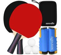 Serenelife par de Palas de Ping Pong, Incluye Red con Abrazaderas, 3 Pelotas, Bolsa de Transporte, Interior, Exterior, Tenis de Mesa