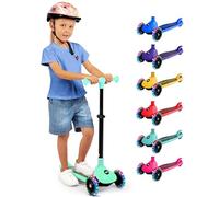 Serenelife Patinete 3 Ruedas para niños, Plegable, Luces LED en Las Ruedas, Manillar Ajustable, Freno Trasero de pie, Soporta hasta 50kgs