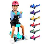 Serenelife Patinete 3 Ruedas para niños, Plegable, Luces LED en Las Ruedas, Manillar Ajustable, Freno Trasero de pie, Soporta hasta 50kgs