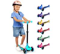 Serenelife Patinete 3 Ruedas para niños, Plegable, Luces LED en Las Ruedas, Manillar Ajustable, Freno Trasero de pie, Soporta hasta 50kgs