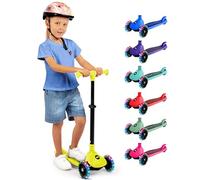 Serenelife Patinete 3 Ruedas para niños, Plegable, Luces LED en Las Ruedas, Manillar Ajustable, Freno Trasero de pie, Soporta hasta 50kgs