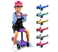 Serenelife Patinete 3 Ruedas para niños, Plegable, Luces LED en Las Ruedas, Manillar Ajustable, Freno Trasero de pie, Soporta hasta 50kgs