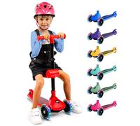 Serenelife Patinete 3 Ruedas para niños, Plegable, Luces LED en Las Ruedas, Manillar Ajustable, Freno Trasero de pie, Soporta hasta 50kgs