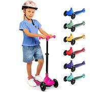 Serenelife Patinete 3 Ruedas para niños, Plegable, Luces LED en Las Ruedas, Manillar Ajustable, Freno Trasero de pie, Soporta hasta 49.9kgs