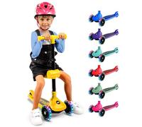 Serenelife Patinete 3 Ruedas para niños, Plegable, Luces LED en Las Ruedas, Manillar Ajustable, Freno Trasero de pie, Soporta hasta 50kgs