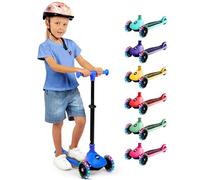 Serenelife Patinete 3 Ruedas para niños, Plegable, Luces LED en Las Ruedas, Manillar Ajustable, Freno Trasero de pie, Soporta hasta 50kgs