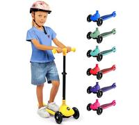 Serenelife Patinete 3 Ruedas para niños, Plegable, Luces LED en Las Ruedas, Manillar Ajustable, Freno Trasero de pie, Soporta hasta 49.9kgs