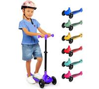 Serenelife Patinete 3 Ruedas para niños, Plegable, Luces LED en Las Ruedas, Manillar Ajustable, Freno Trasero de pie, Soporta hasta 50kgs