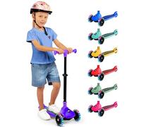 Serenelife Patinete 3 Ruedas para niños, Plegable, Luces LED en Las Ruedas, Manillar Ajustable, Freno Trasero de pie, Soporta hasta 50kgs