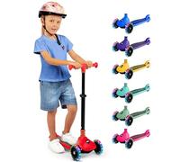 Serenelife Patinete 3 Ruedas para niños, Plegable, Luces LED en Las Ruedas, Manillar Ajustable, Freno Trasero de pie, Soporta hasta 50kgs