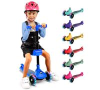 Serenelife Patinete 3 Ruedas para niños, Plegable, Luces LED en Las Ruedas, Manillar Ajustable, Freno Trasero de pie, Soporta hasta 50kgs