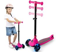 Serenelife Patinete 3 Ruedas para niños, Plegable, Luces LED en Las Ruedas, Manillar Ajustable, Freno Trasero de pie, Soporta hasta 50kgs