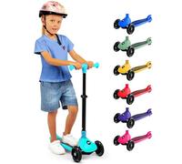 Serenelife Patinete 3 Ruedas para niños, Plegable, Luces LED en Las Ruedas, Manillar Ajustable, Freno Trasero de pie, Soporta hasta 50kgs