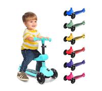 Serenelife Patinete 3 Ruedas para niños, Plegable, Luces LED en Las Ruedas, Manillar Ajustable, Freno Trasero de pie, Soporta hasta 49.9kgs