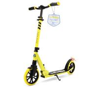 SereneLife Patinete niño, niña, con luces, plegable, ajustable, adolescentes, adultos, freno manillar, dos ruedas, barra en T, facil maniobra, color amarillo